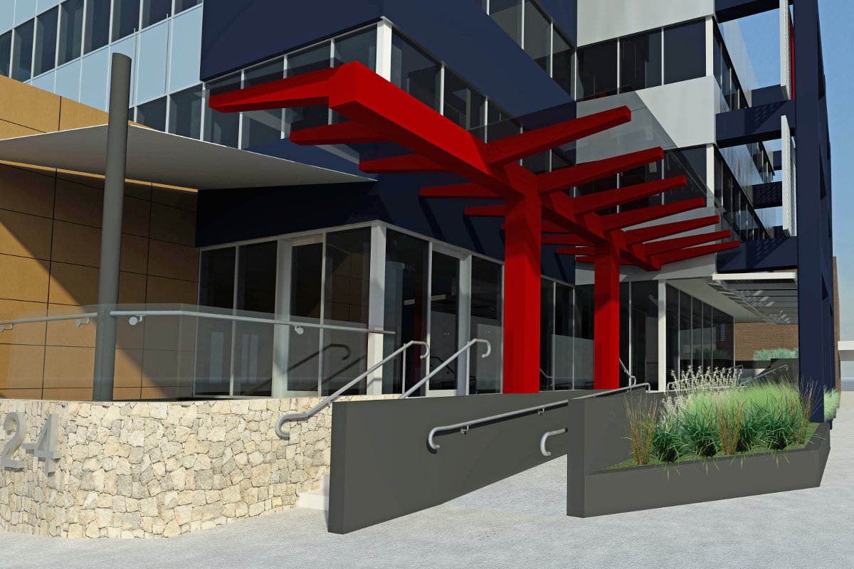 External view of a medical centre building with wheelchair accessibility, designed for optimal patient and staff experience.